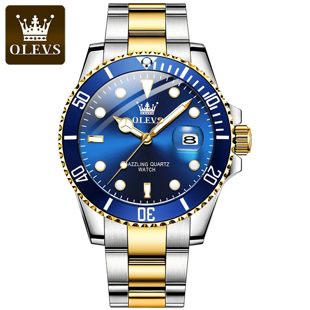 OLEVS Herren Quarzuhren Top-marke Luxus Business Wasserdicht Leucht Große Zifferblatt Männer Armbanduhren Sport Edelstahl Uhr