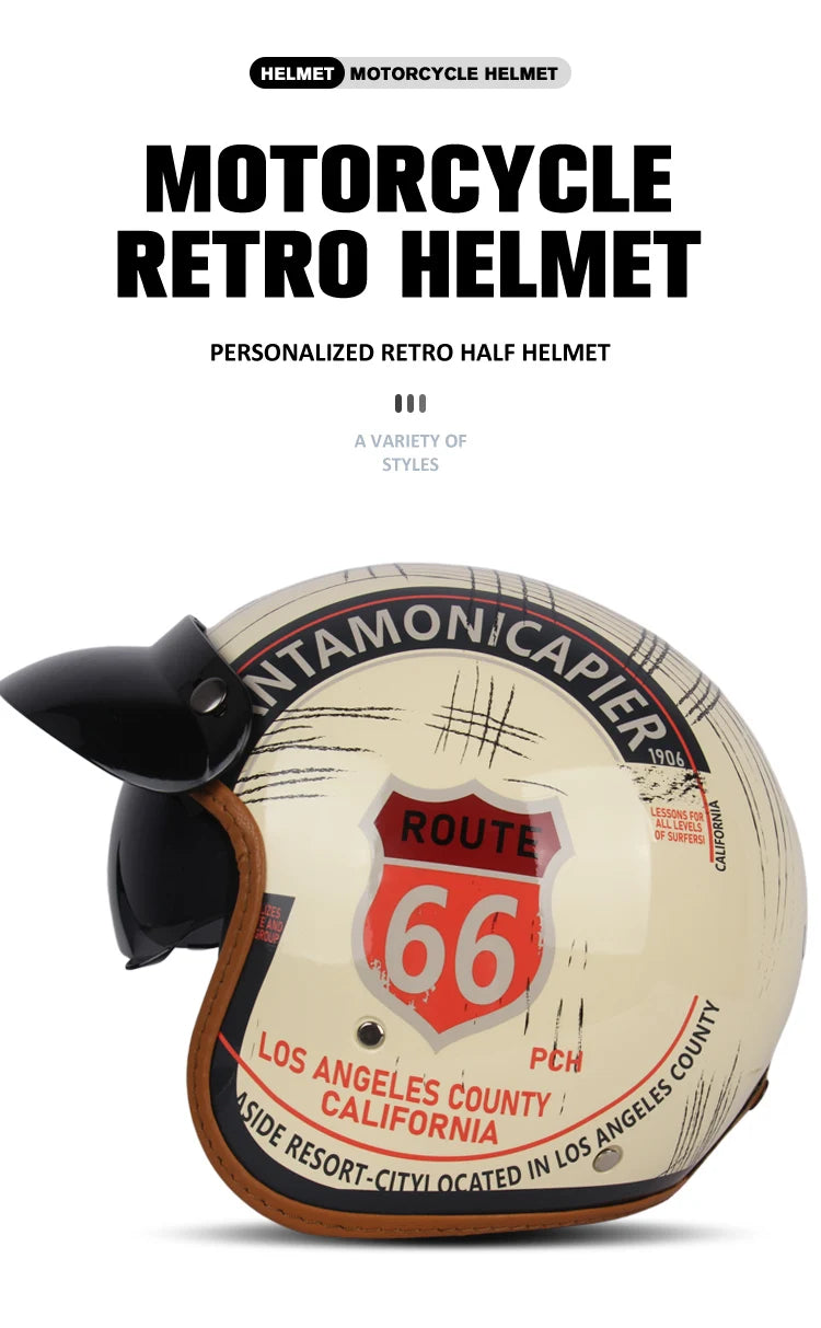 Uchoose 3/4 Retro Helm - Klassischer Stil für Motorradfahrer