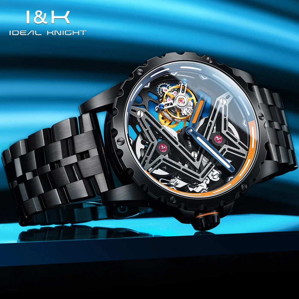 IDEAL KNIGHT 6803 Herrenuhr Top-Marke Luxruy Advanced Tourbillon Automatische mechanische Uhr Wasserdicht Leuchtende Uhren für Männer