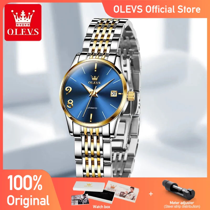 OLEVS Automatische Uhr für Frauen Wasserdichte Edelstahl Mechanische Uhren Luxus Kleid Selbst Wind Armbanduhr Relogio feminino