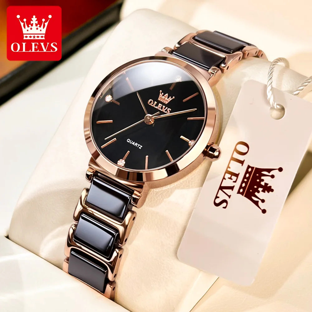 OLEVS Neue Mode Keramik Armband Quarz Frauen Uhr Wasserdicht Luxury Brand Uhr Für Frauen Datum Uhr Geschenk