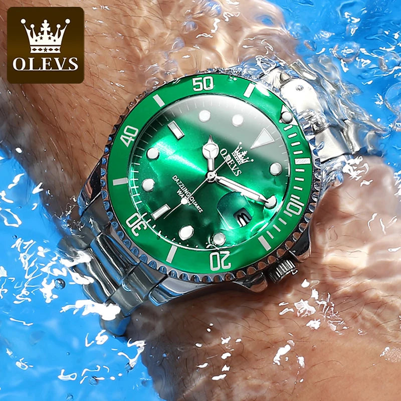 OLEVS Herren Quarzuhren Top-marke Luxus Business Wasserdicht Leucht Große Zifferblatt Männer Armbanduhren Sport Edelstahl Uhr