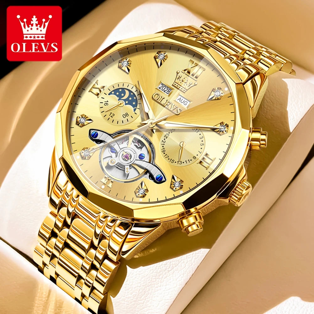 OLEVS 6621 Herrenuhr Business Marke Automatische Mechanische Uhr Wasserdichte Uhr Für Mann Mondphase Original Uhren Luxus Männer