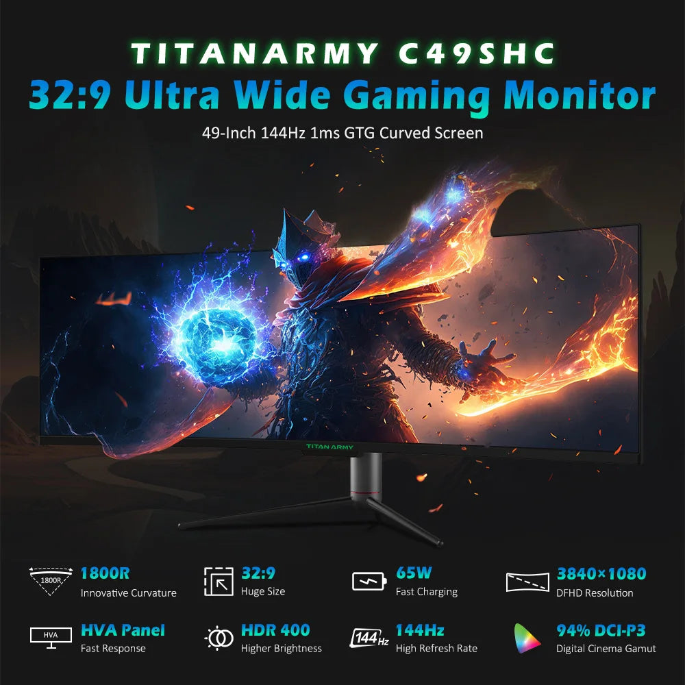 TITAN ARMY C49SHC 49 Zoll Curved Gaming Monitor - Ultimatives Immersive Gaming-Erlebnis