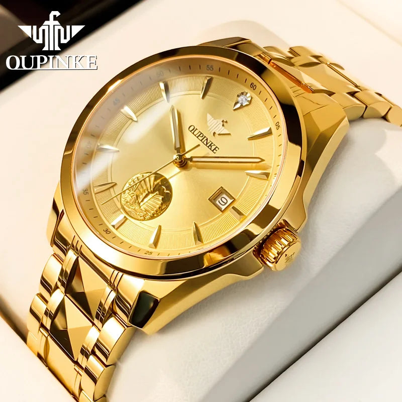 Oupinke 3226 Top-Marke echte Diamant Gold Herren uhr Schweizer zertifizierte Herren automatische mechanische Uhr Luxus Business Herren uhr