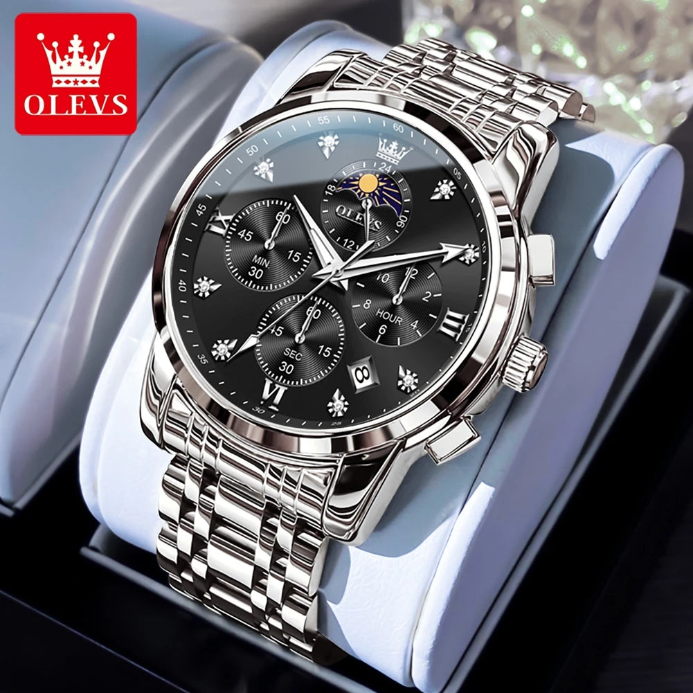 OLEVS 3655 Herrenuhr Original Markenuhr Für Männer Quarzuhr Multifunktionale Chronograph 30 Mt Wasserdicht Automatische Datum Geschenke