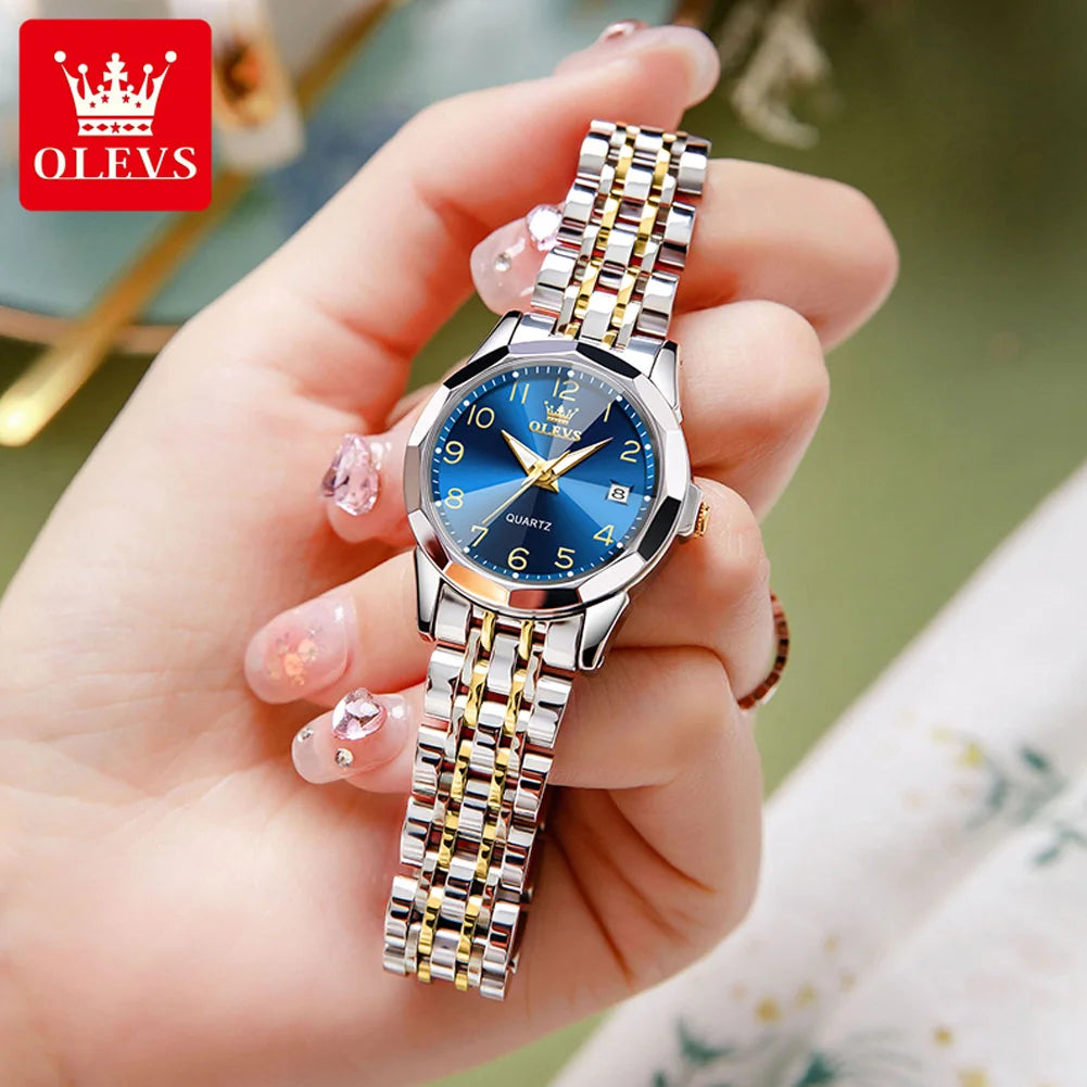 Oelvs Damen uhren Luxus römische Ziffern Zifferblatt Uhr für Frauen Raute Spiegel wasserdicht leuchtende Armbanduhr Datum Damen kleid