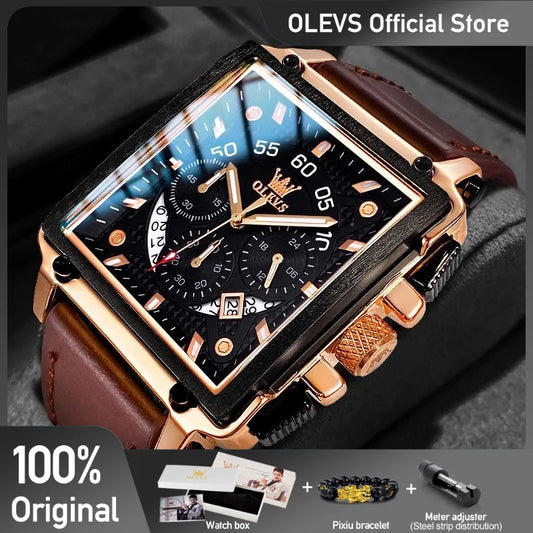 OLEVS Top Marke Männliche Uhren Platz Quarzuhr Uhr Für Männer Wasserdichte Lederband Sport Uhr Männlich Relogio Masculino