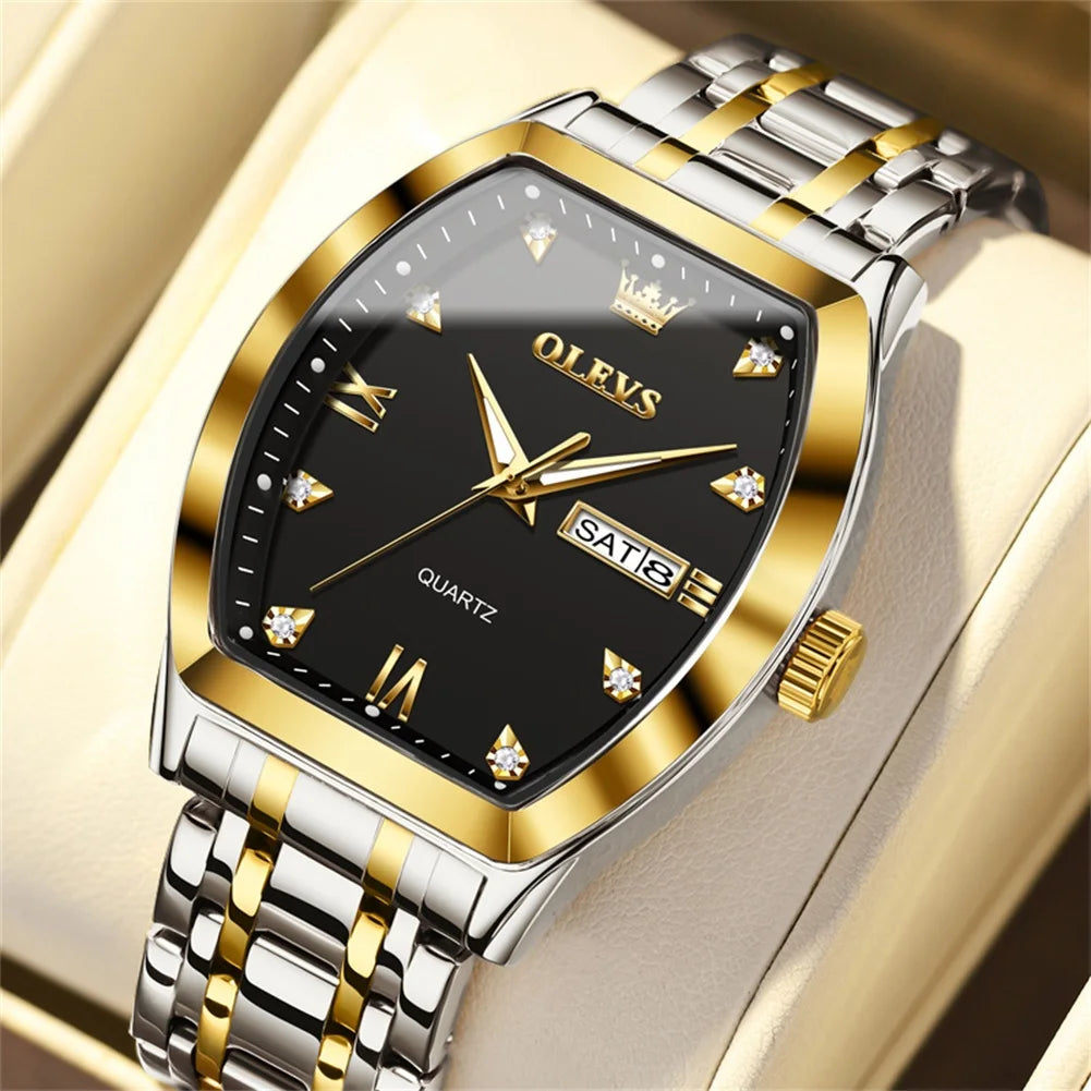 Olevs Herren uhren Luxus Persenning Original Top Marke Quarzuhr für Herren wasserdichte leuchtende Woche Datum männliche Armbanduhr