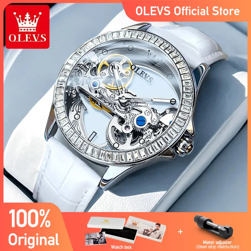 Olevs Damen uhren elegante Mode voll hohl Tourbillon automatische mechanische Armbanduhr für Mann wasserdicht leuchtend neu