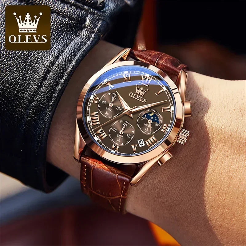 OLEVS Quarzuhr für Männer Top Marke Luxus Uhren Mondphase wasserdicht Herren uhren Mode Chronograph Armbanduhren Für Männer