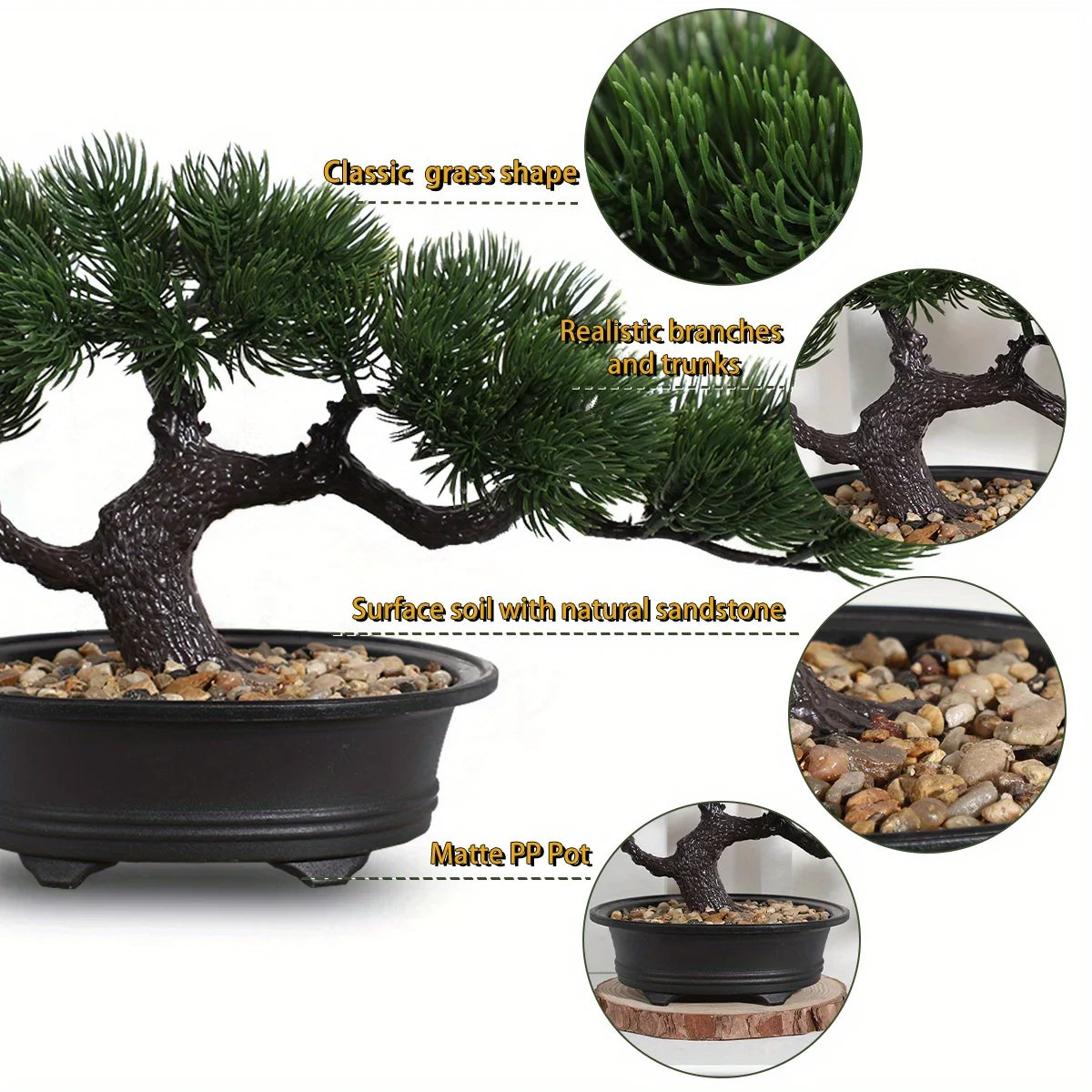 1pc künstlicher Bonsai-Baum: ein Zen-Garten-Akzent künstliche Pflanze pp Material schwarzer Pflanzer Home Office Party Dekoration