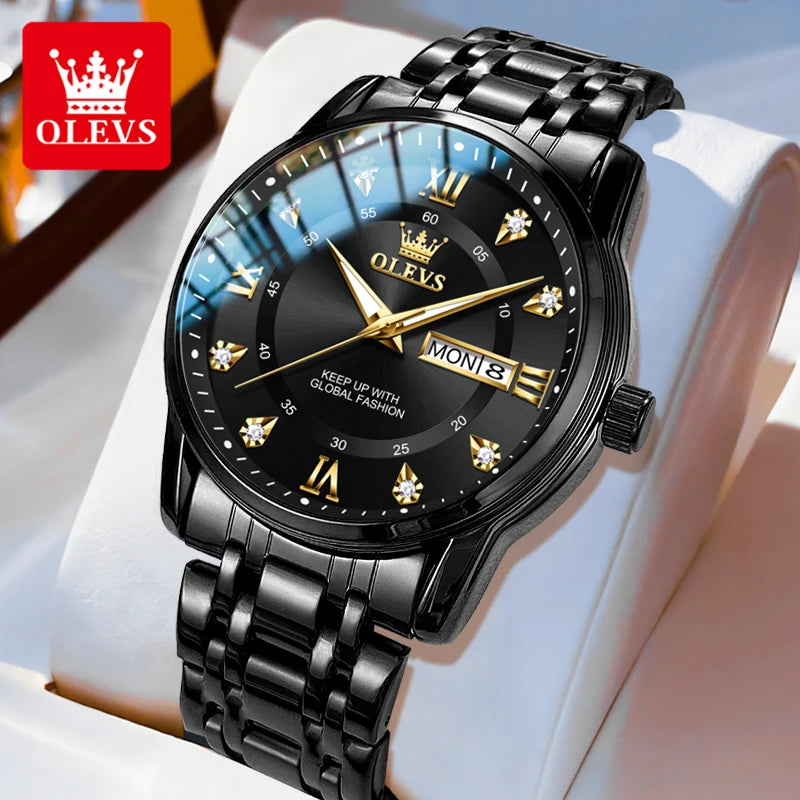 Olevs 5513 Herren uhren Original Quarz wasserdichte Leucht uhr für Mann Edelstahl Dual Kalender Display Relogios Mascul