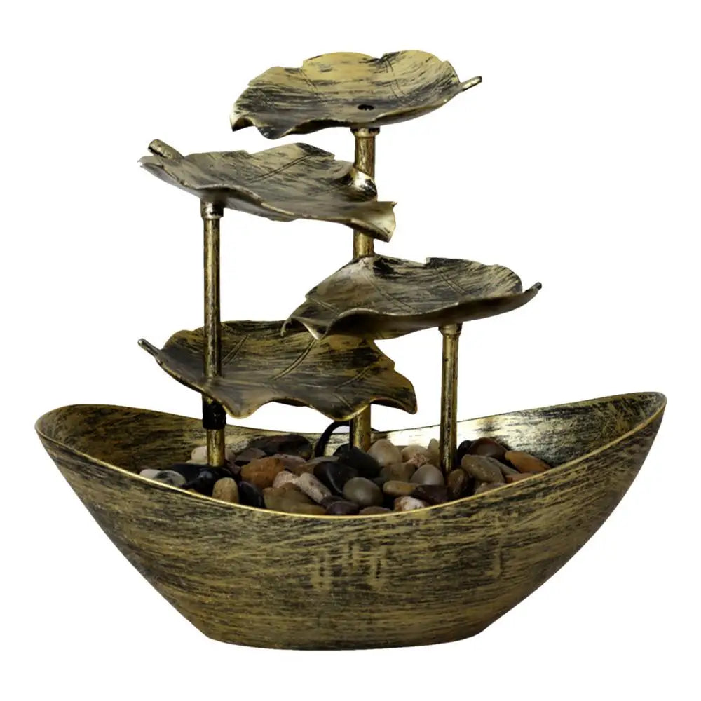 Tisch wasser brunnen 4-stufiges Lotus blatt kleiner Wasserfall brunnen USB-Schreibtisch brunnen automatische Pumpe mit Netzschalter Wohnkultur