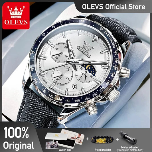 OLEVS 2945 Uhren Für Mann Top Marke Junge Mode Original Quarz Armbanduhr Wasserdichte Leder Starp Leucht Reloj Hombre ﻿