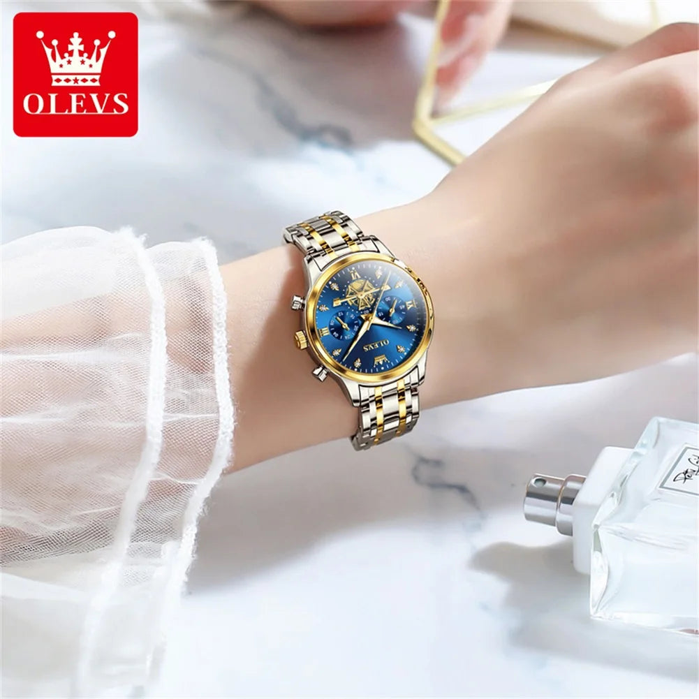 OLEVS 2897 Damenuhr, originelle Mode, Multifunktions-Quarz-Armbanduhr, wasserdicht, leuchtend, 24-Stunden-Geschenkbox-Uhr für Damen