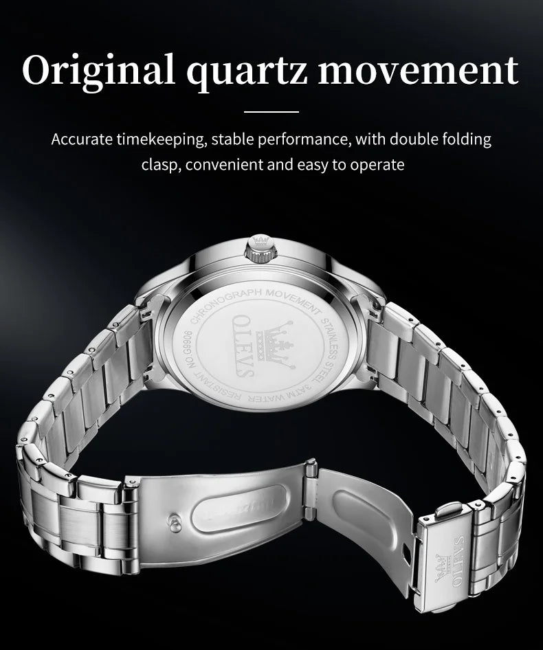 Olevs Herren uhren Top-Marken klassiker Mode Original Quarz Armbanduhr für männliche Zirkon Lünette wasserdichte leuchtende Datum Woche