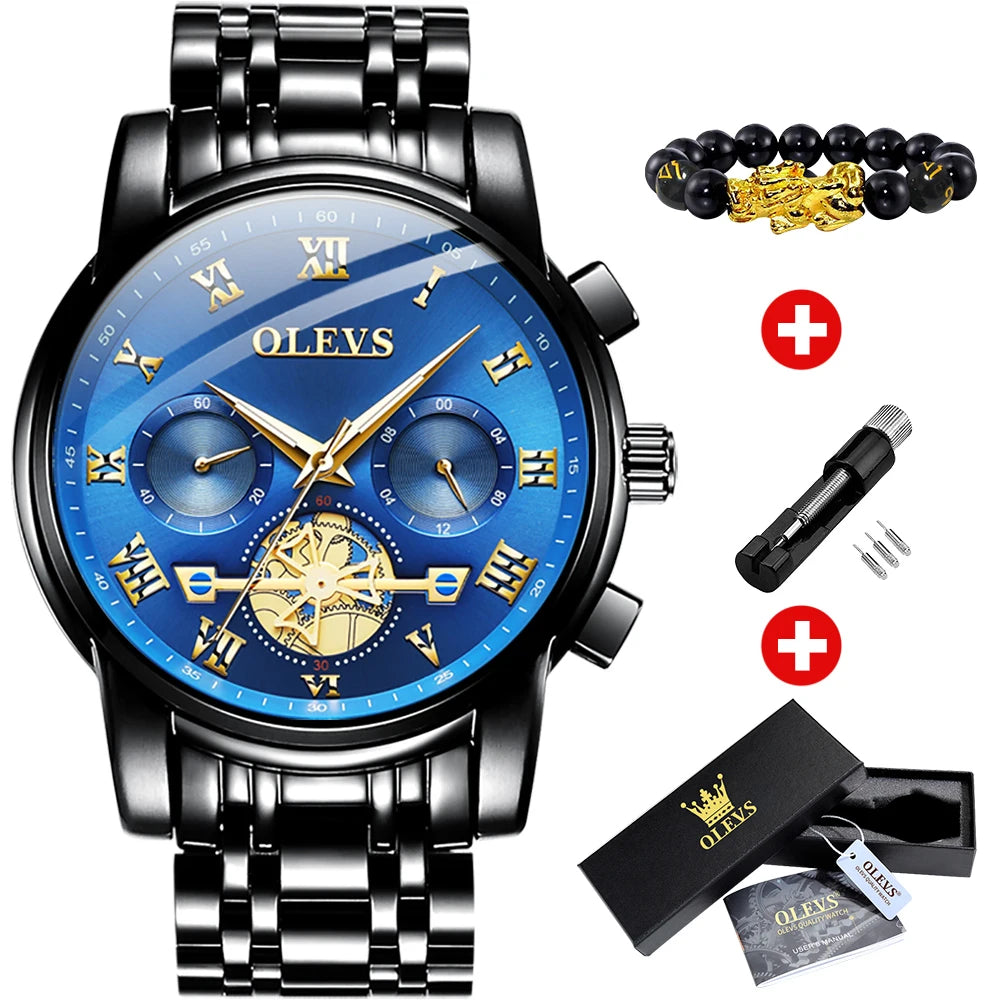 OLEVS Top Marke herren Uhren Klassische Römische Skala Zifferblatt Luxus Armbanduhr für Mann Original Quarz Wasserdicht Leucht Männlich reloj