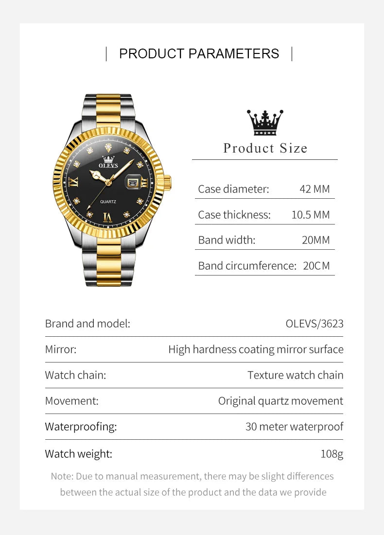 Olevs uhren für männer top marke klassiker mode quarz armbanduhr original für männliche wasserdichte leuchtende reloj hombre