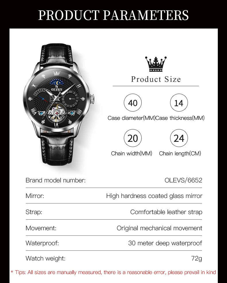 OLEVS herren Uhren Business Skeleton Automatische Mechanische Armbanduhr Wasserdicht Leder Kalender Datum Uhr für Mann Neue Ankunft