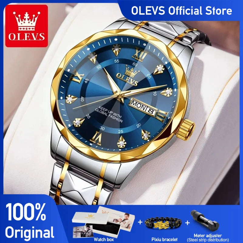 OLEVS 5609 Uhren Für Männer Mode Quarz Armbanduhr Original für Männliche Wasserdichte Leucht Automatische Bewegung Reloj Hombre