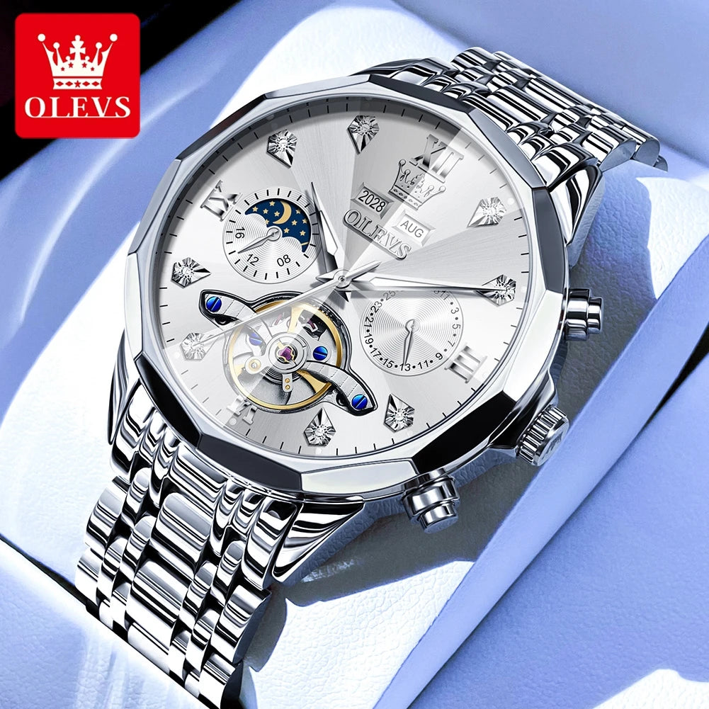 OLEVS 6621 Herrenuhr Business Marke Automatische Mechanische Uhr Wasserdichte Uhr Für Mann Mondphase Original Uhren Luxus Männer