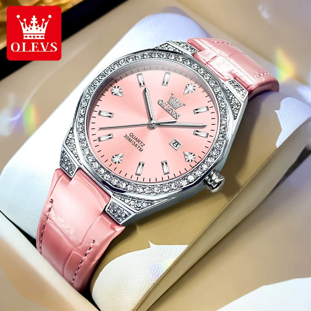 Olevs Damen uhren leichtes Luxus mode Zifferblatt Original Quarz Armbanduhr für Mädchen Diamant wasserdichte Damen uhr