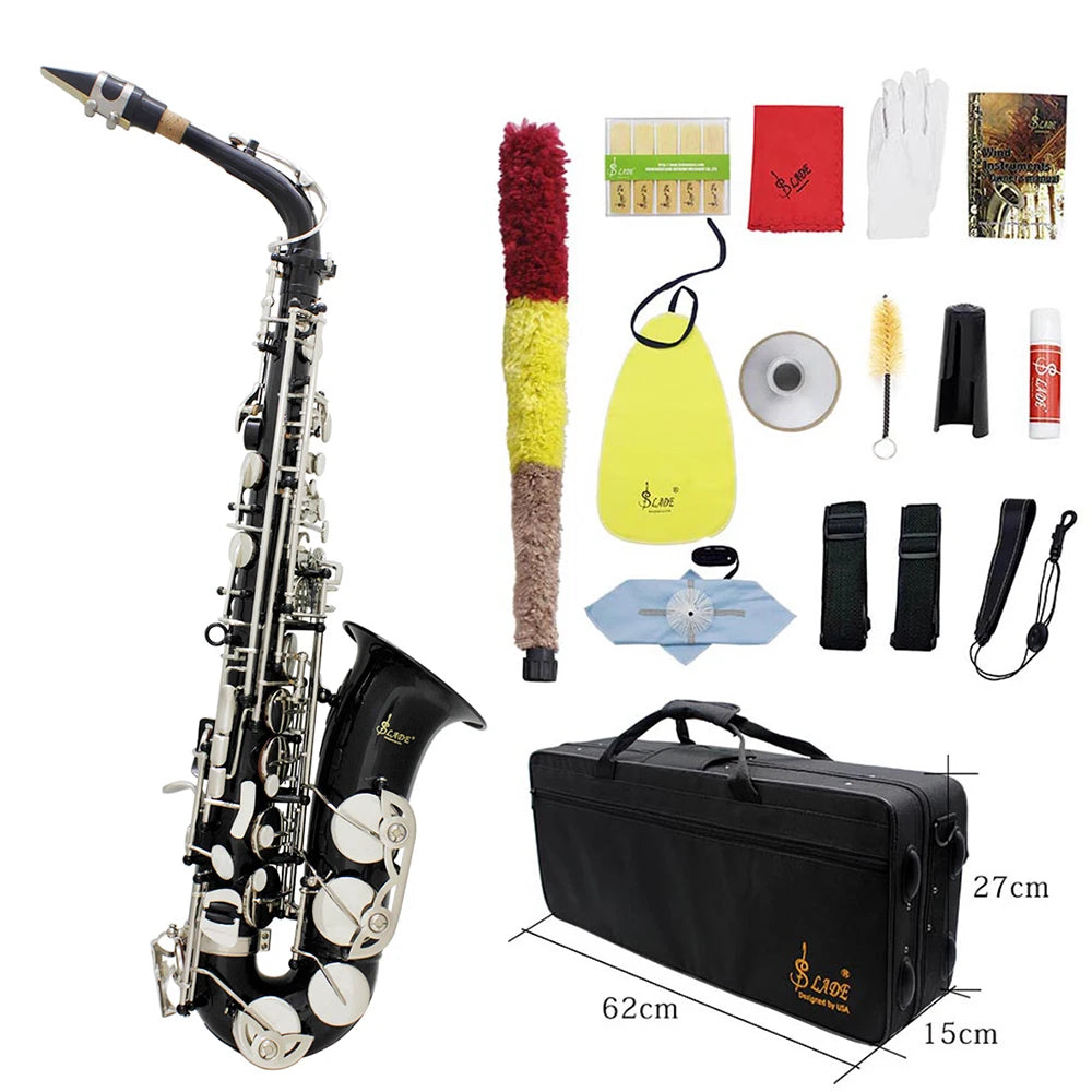 Slade Eb E-Flat Altsaxophon Sax Shell Key Carve Muster Holz blasinstrument mit Rücken gurten Fall andere Schilf Aecessaries