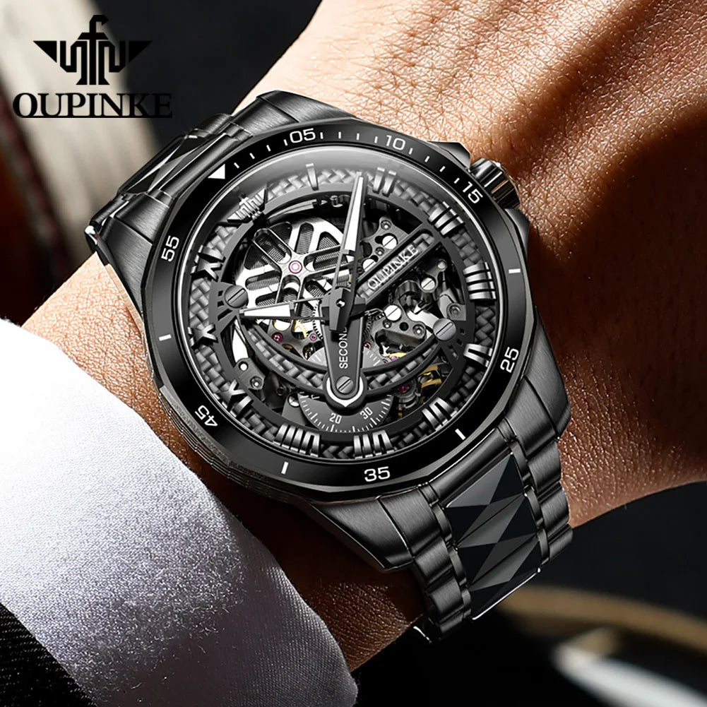 Oupinke tourbillon Herren uhr Schweizer Luxusmarke Herren automatische mechanische Uhr wasserdichte Saphir Business Herren uhr