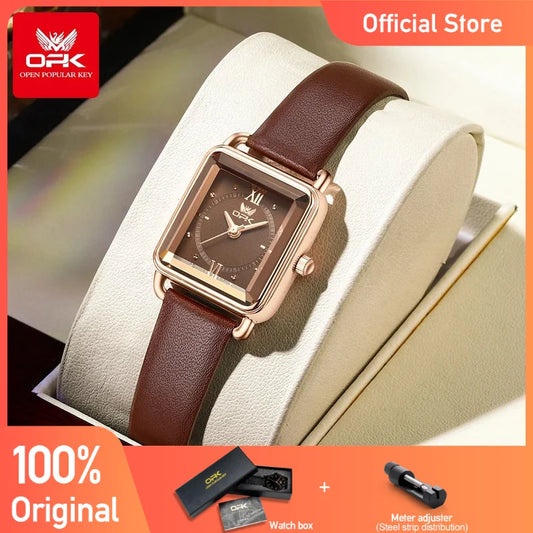 Opk Uhr für Frauen Original einfache Mode Armbanduhr weiches Leder armband reloj mujer wasserdichte Quarz Damen uhr