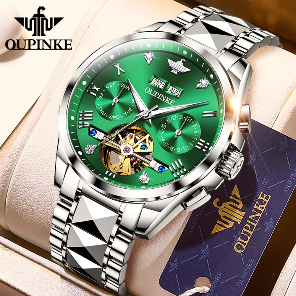 Oupinke hochwertige Luxus uhr für Herren Original Edelstahl automatische mechanische Herren uhren Mode elegante Herren uhr