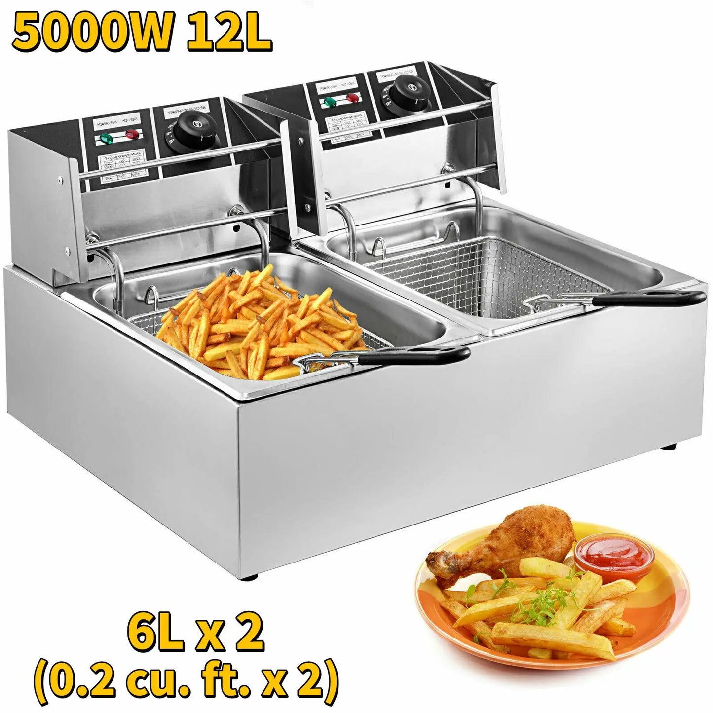 VEVOR 12L 20L Elektrische Friteusen Dual Tanks für Fast Food Restaurant Fried Chicken Stände Braten Pommes Frites Schweinekoteletts