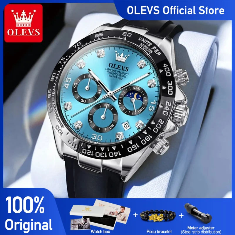 OLEVS 2875 Herrenuhr Quarz Top Marke Wasserdicht Leuchtende Uhr für Männer Drei Kleine Zifferblatt Sport Armbanduhr Chronograph Datum Reloj