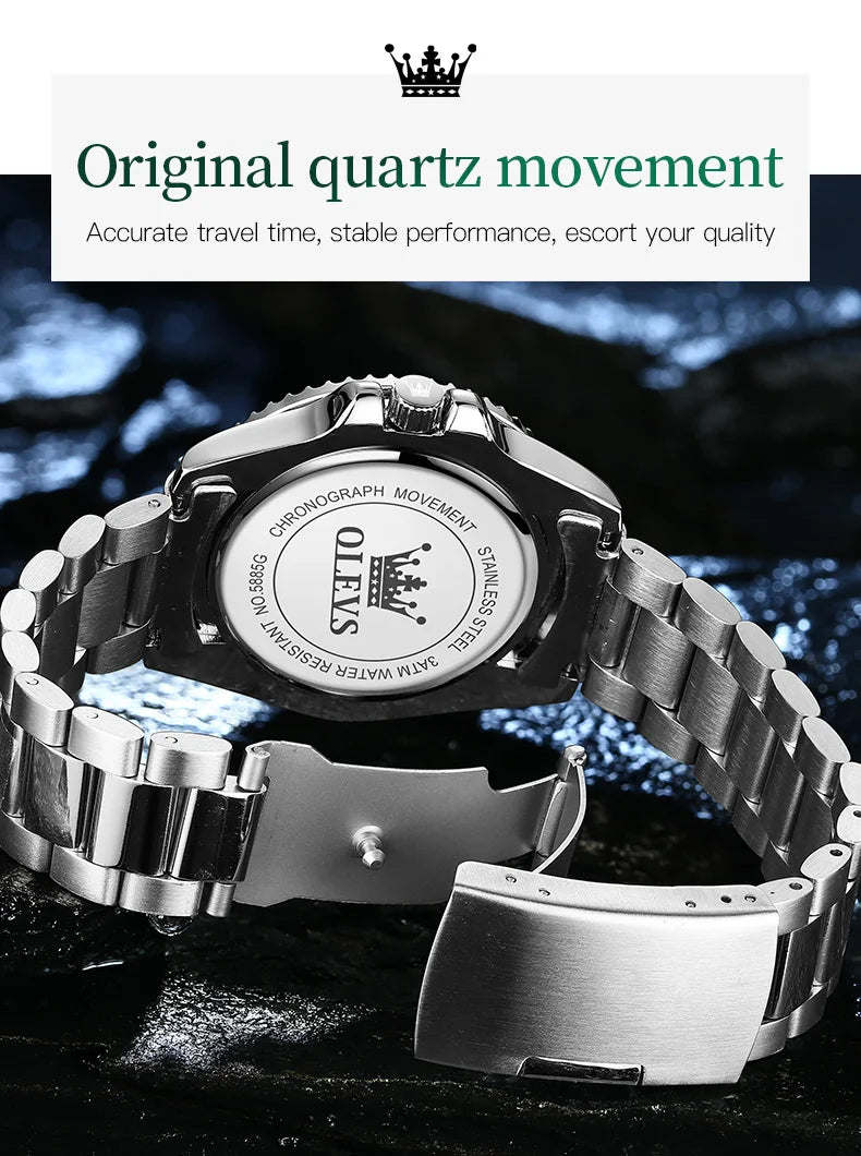 OLEVS Herren Quarzuhren Top-marke Luxus Business Wasserdicht Leucht Große Zifferblatt Männer Armbanduhren Sport Edelstahl Uhr