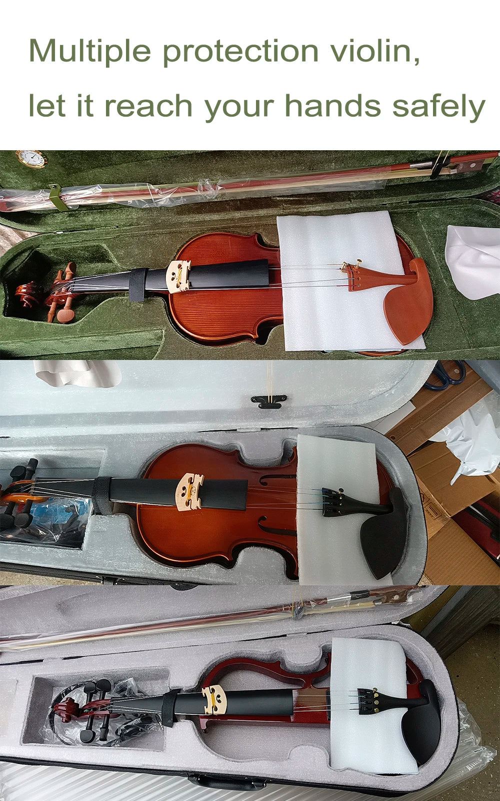 Geschenk für Weihnachten 1/8 1/16 1/10 Größe mit Koffer Bogensaiten Schulterstütze Bass Holz Violine für Kinder Studenten Kinder Violine