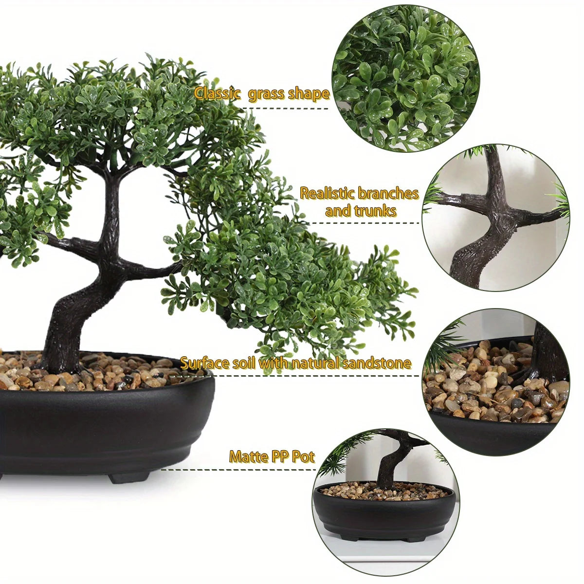 1pc künstlicher Bonsai-Baum: ein Zen-Garten-Akzent künstliche Pflanze pp Material schwarzer Pflanzer Home Office Party Dekoration