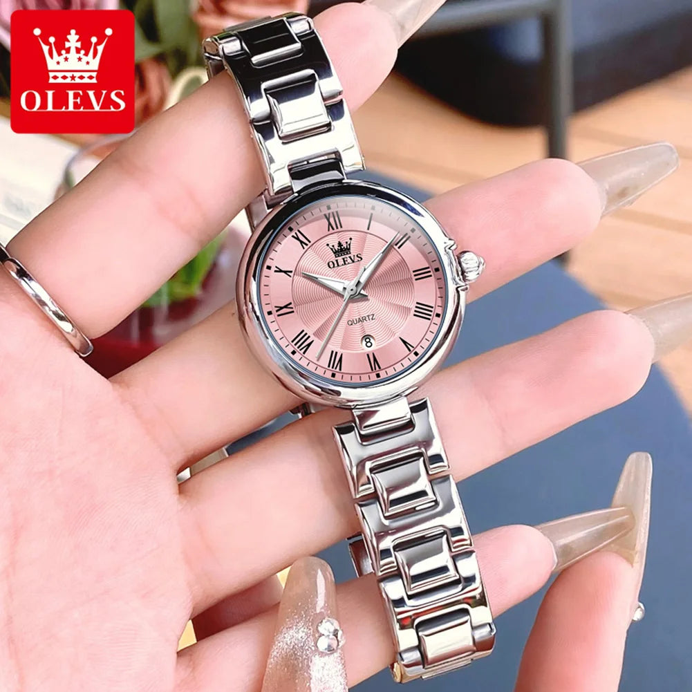 OLEVS 5608 Luxus Marke frauen Uhr Klassische Mode Wasserdicht Leucht Kalender Uhr Elegante Quarz Frauen Uhr Reloj Hombre