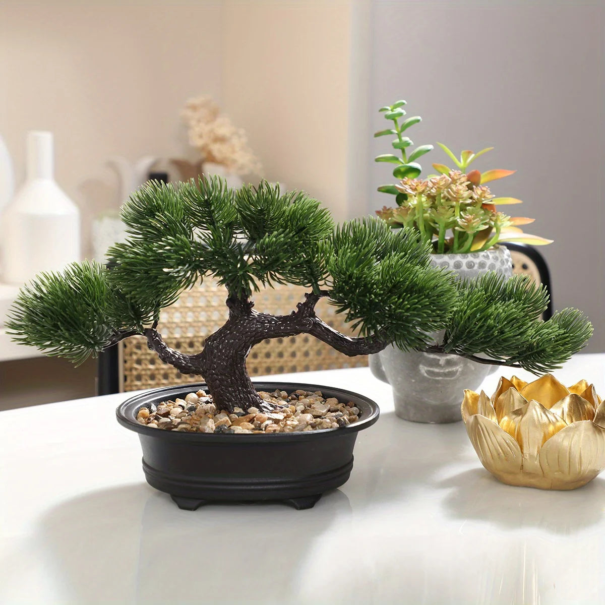 1pc künstlicher Bonsai-Baum: ein Zen-Garten-Akzent künstliche Pflanze pp Material schwarzer Pflanzer Home Office Party Dekoration