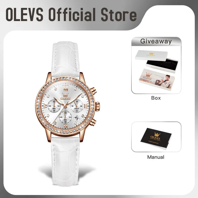 OLEVS 5606 Damenuhr, Original, leicht, luxuriös, modisch, Quarz-Armbanduhr, Diamant-Lünette, Reloj, wasserdicht, leuchtende Damenuhr