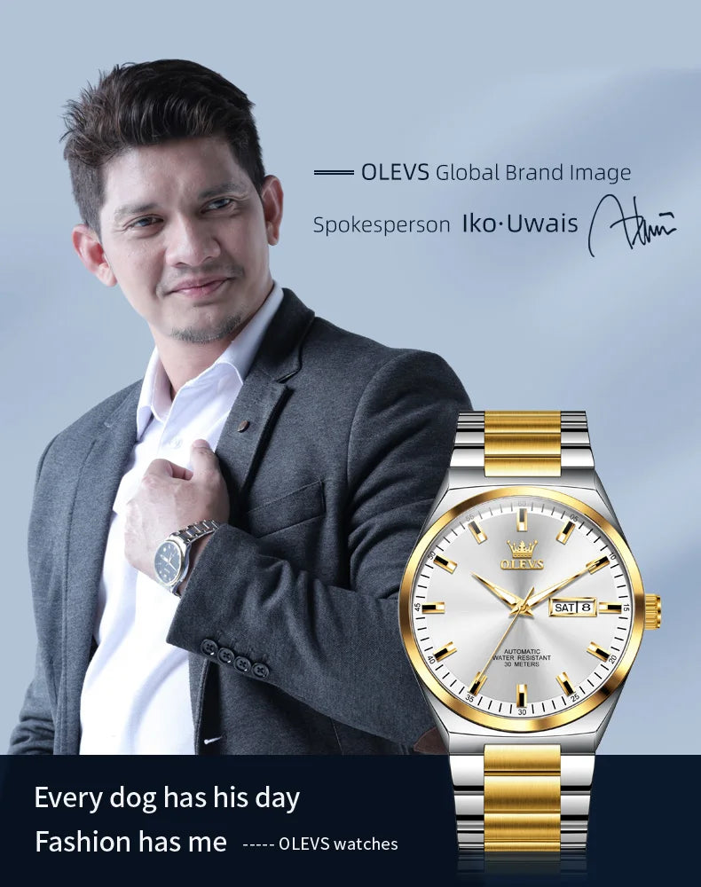 Olevs 9907 Herren uhren Top Marke Business klassische Armbanduhr Dual Kalender Display Mann Uhr wasserdicht leuchtend reloj hombre