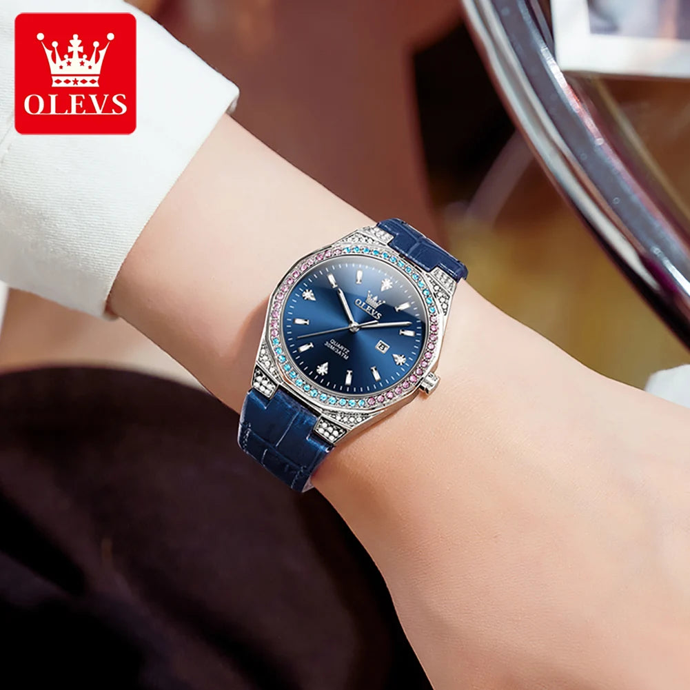 Olevs Damen uhren leichtes Luxus mode Zifferblatt Original Quarz Armbanduhr für Mädchen Diamant wasserdichte Damen uhr