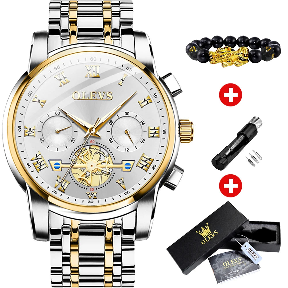 OLEVS Top Marke herren Uhren Klassische Römische Skala Zifferblatt Luxus Armbanduhr für Mann Original Quarz Wasserdicht Leucht Männlich reloj