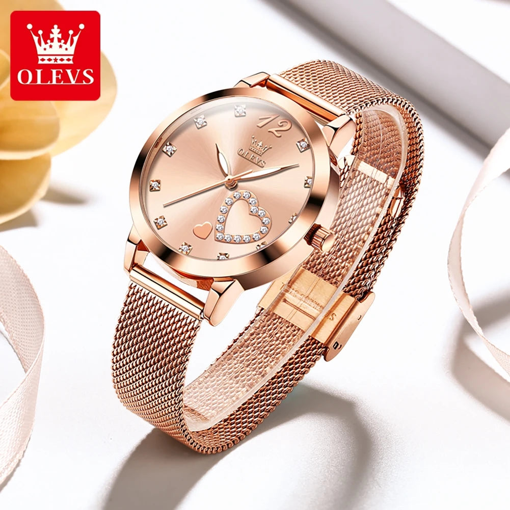 OLEVS5 5189 Damenuhr Original Marke Quarz Armbanduhr Wasserdicht Leucht Mesh Gürtelband Reloj Diamond ScaleLadies Uhr