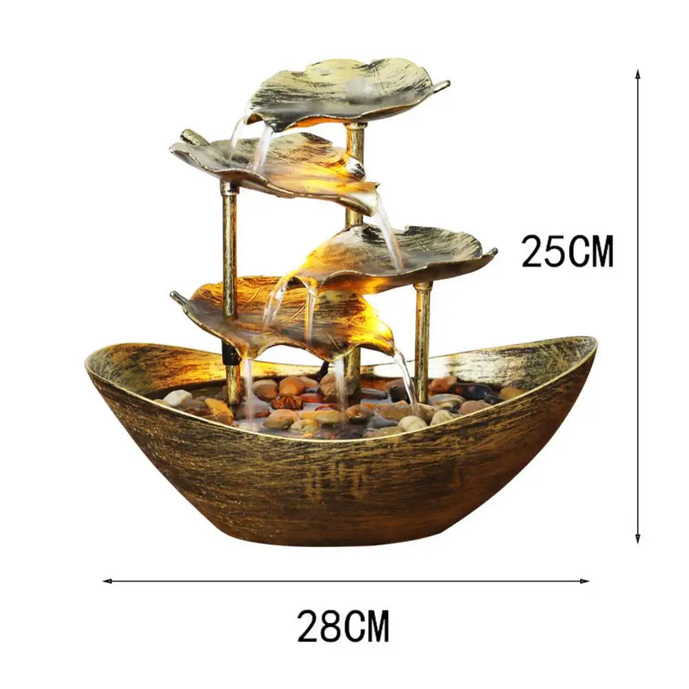 Tisch wasser brunnen 4-stufiges Lotus blatt kleiner Wasserfall brunnen USB-Schreibtisch brunnen automatische Pumpe mit Netzschalter Wohnkultur