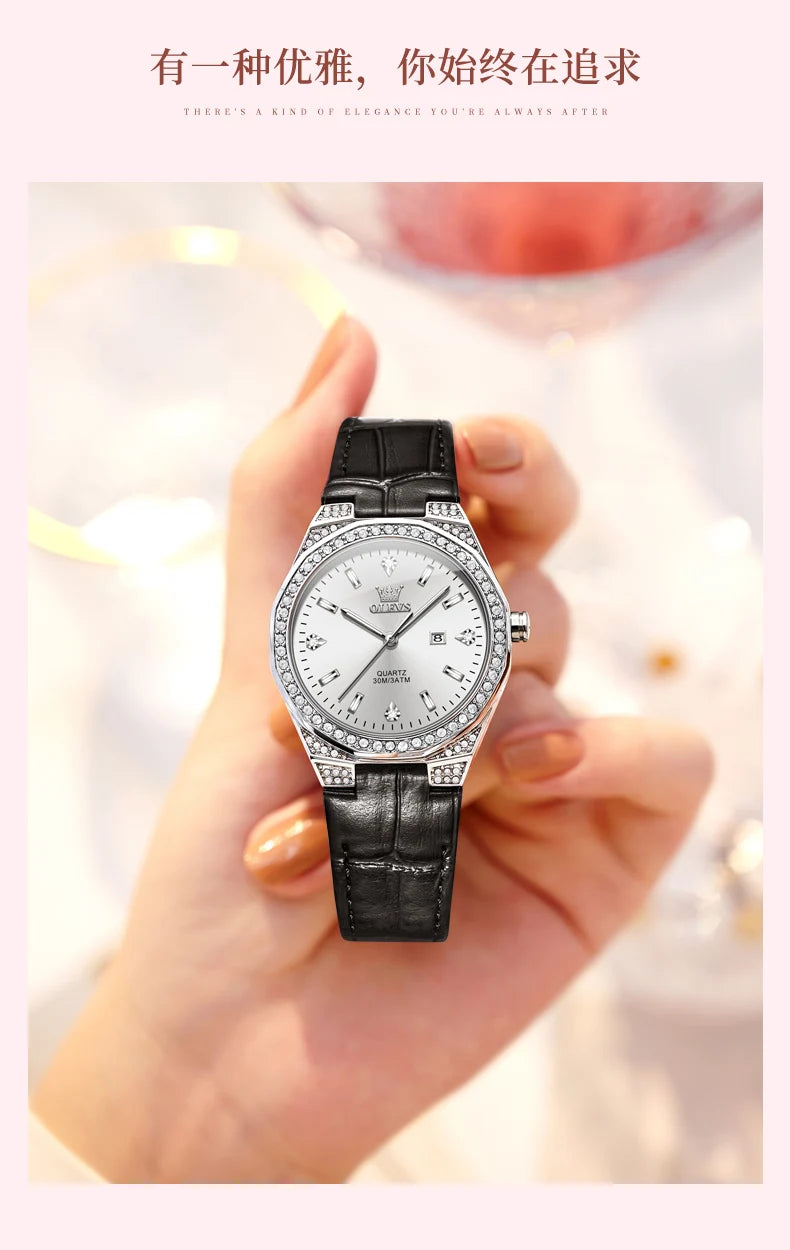 Olevs Damen uhren leichtes Luxus mode Zifferblatt Original Quarz Armbanduhr für Mädchen Diamant wasserdichte Damen uhr