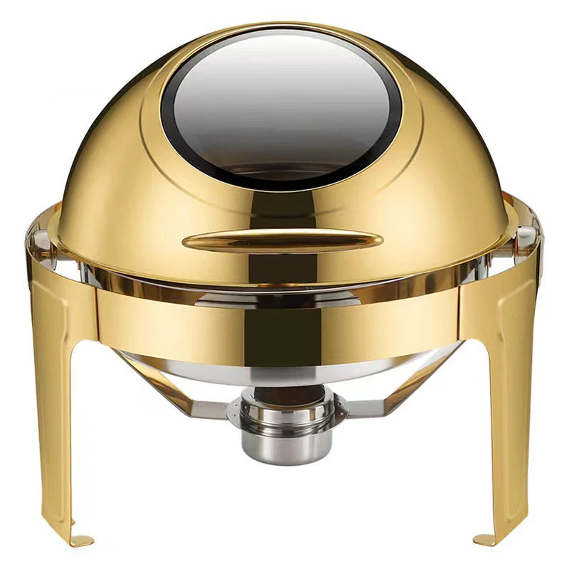 Luxus Chafing Dish Gold - 6,5L Runder Speisenwärmer für Catering und Buffet