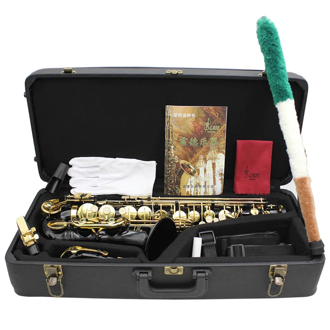 Slade Eb E-Flat Altsaxophon Sax Shell Key Carve Muster Holz blasinstrument mit Rücken gurten Fall andere Schilf Aecessaries