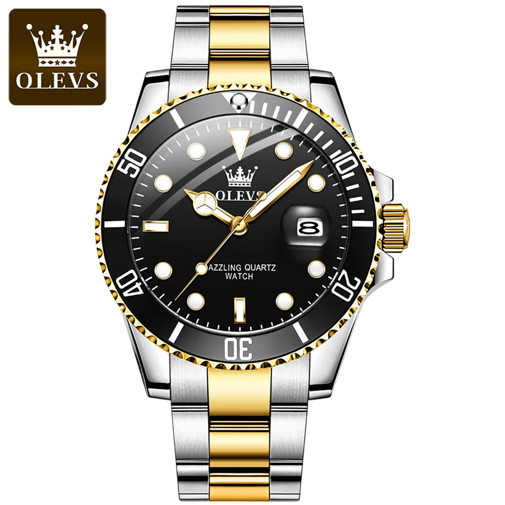 OLEVS Herren Quarzuhren Top-marke Luxus Business Wasserdicht Leucht Große Zifferblatt Männer Armbanduhren Sport Edelstahl Uhr