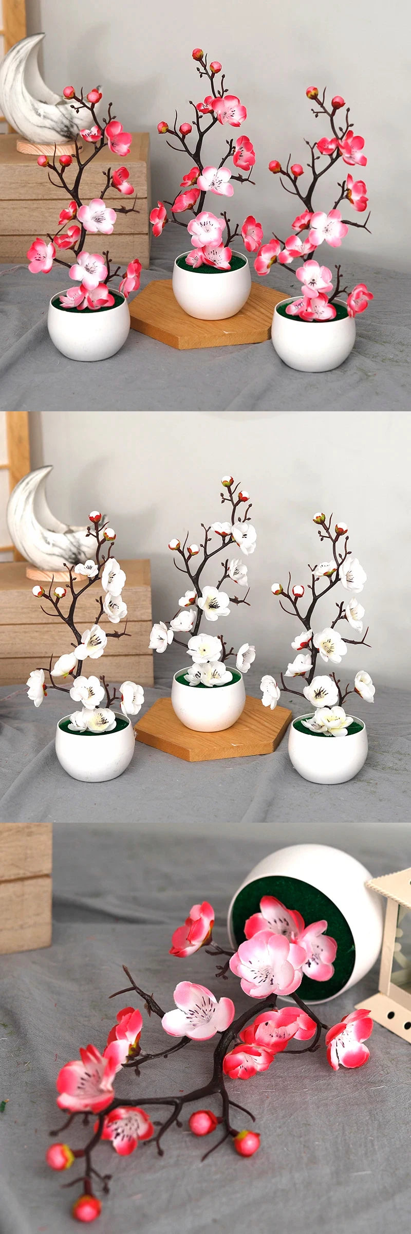 Bonsai Seide Blumen Pflaume künstliche Topfpflanzen Blüten Simulation Winter Pflaume Zweig Vasen Hochzeit zu Hause Zimmer dekorieren