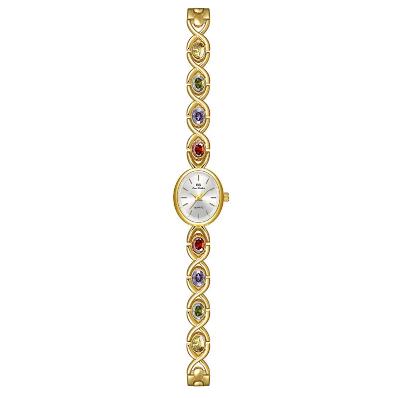 2024 bs elegante Diamant uhr für Frauen Luxusmarke Edelstahl Gold kleines Zifferblatt Damen Armbanduhren